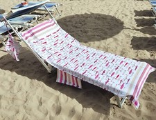 TELO MARE da LETTINO 100% Cotone Con CUSCINO TASCHE laterali Spiaggia Piscina