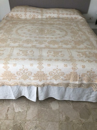 Copriletto filet lino - in,