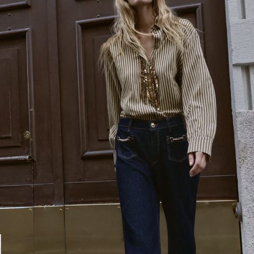 Zara camicia donna righe con - a,