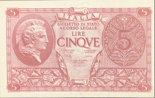 Banconota italia lire - banconota, 5