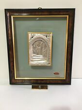 Quadro bassorilievo Ranieri lamina argento 800 cornice in radica 28x32