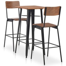 Set da Bar 3 pz in Acciaio Nero Marrone Tavolo e Sgabelli Alti Cucina vidaXL