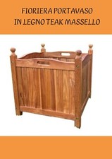 Fioriera portavaso da giardino cm 46x46 H. 50 in legno teak massello thailandese