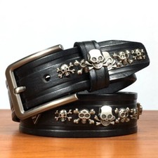 Cintura in vera pelle metallo