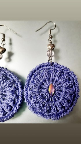 Orecchini uncinetto viola - orecchini,