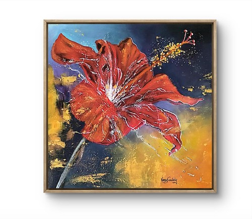 Quadro acrilico ibisco - , rosso