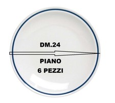 TOGNANA 6 PZ PIATTO PIANO DM.24  FILO BLU LINEA AZETA PORCELLANA 6 2025