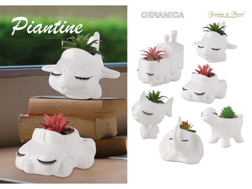 Vasetto ceramica bianco con - ceramica,