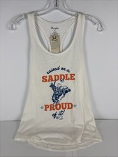 Canotta donna Wrangler M bianca rialzata su sella grafica orgogliosa nuova con etichetta