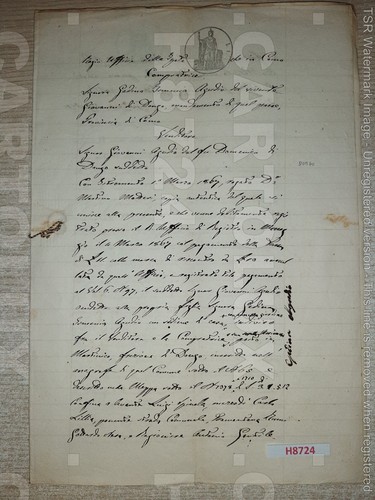 H8724 documento antico 1867 - antico,