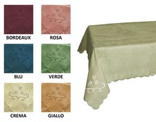 Tovaglia Jacquard con ricami ad intaglio NO STIRO 6 posti mod. ETR180