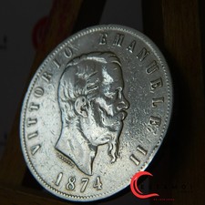 Italy, 1874, 5 Lira, Silver