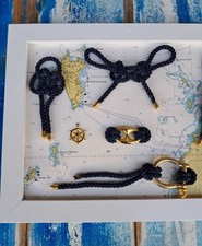 Quadro Nodi Marinari Cima Blu Ottone Artigianale Cornice In Legno Bianco Nautica