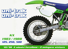2 Adesivi forcellone swingarm uni trak kawasaki KX 125 250 500 1983/1988 unitrak