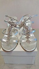 Silver High Heel Sandals with