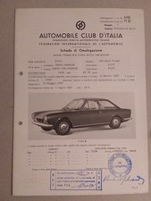 FIAT 124 SPORT COUPE'   CERTIFICATO OMOLOGAZIONE 1967