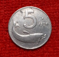 ITALIA 5 LIRE DELFINO 1956 BB-