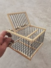 Gabbia per uccelli trappola ripetuta bambù nero legno gabbia caccia scappati cattura uccelli 2