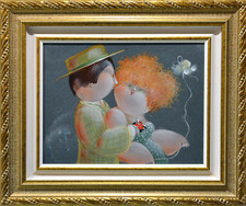 CORTEGGIAMENTO dipinto olio 30x40 cm di Nicola VIETTI quadro in cornice