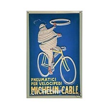 Michelin Man on bike embossed