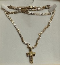 Collana Oro 18 Kt Con Crocifisso In Oro 18 Kt, Per Uomo O Per Donna, Oro 750