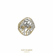 Anello donna con fiori oro bicolore 18kt