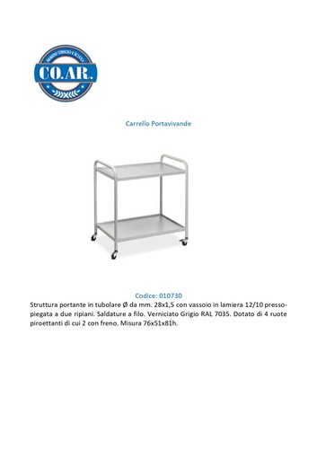 Carrello porta vivande - , in