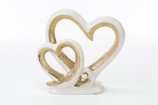 Gold porcelain hearts 23cm - gold, h