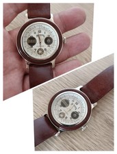 80s WINCHESTER 1989 LEATHER VINTAGE WATCH UHREN OROLOGIO PANINARO 40mm