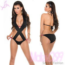 Monokini Costume da bagno donna intero swimwear nero moda mare trikini