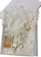 Tris Centri Esagonale Pizzi e Merletti 100% Puro Lino Con Rifinitura In Macramè