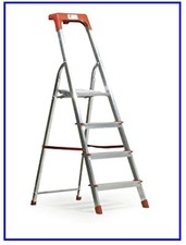 Scala Alluminio 4 Gradini Uso Domestico Richiudibile con Vaschetta Portautensili