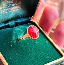 Anello 7,5 gemma naturale corallo italiano argento