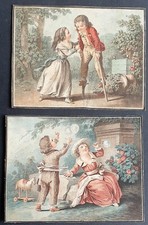coppia stampe antiche acquatinta 1780 giochi bambini bolle sapone L. M. Bonnet
