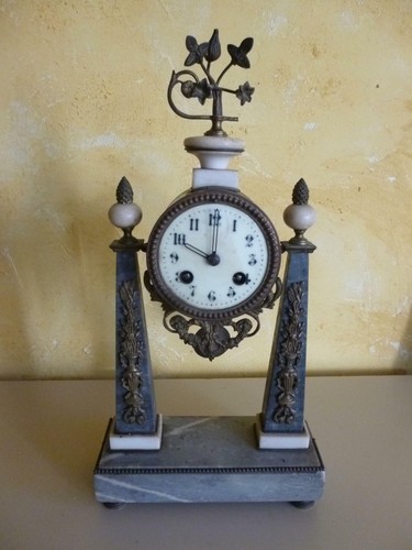 Pendule portique marbre gris - marbre,