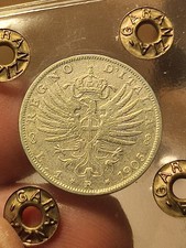 Regno d'Italia RARA 1 Lira 1905 V Emanuele III Rarità R Argento Aquila Periziata