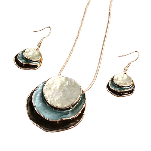 Set collana orecchini disco - e,