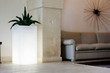 Vaso Cubo Alto Luminoso Luce 45x45xh90cm resina quadrato moderno esterno/interno