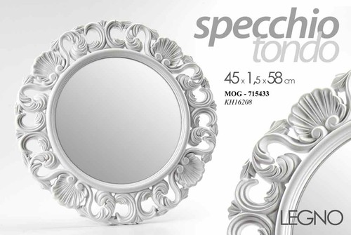 Specchio tondo bianco - specchio, legno