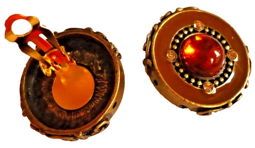 Eleganti orecchini clip bronzo - orecchini,