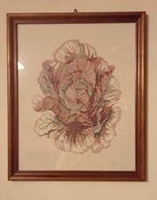 Quadro Ricamo punto croce cavolo rosso