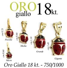 ciondolo regalo PORTAFORTUNA amuleto COCCINELLA oro 18kt. 750/1000 yellow gold