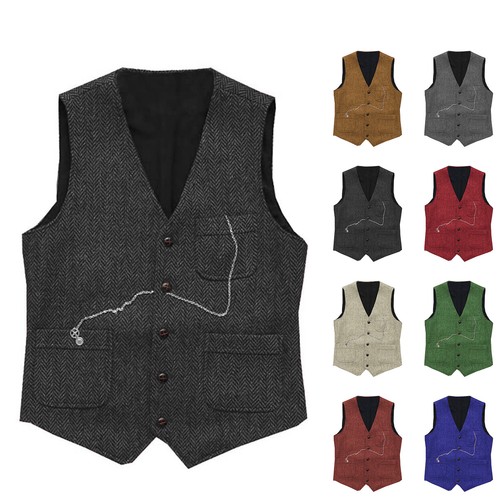 Mens tweed waistcoat - tweed,