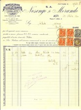 1940 ASTI Ditta NOSENGO & MORANDO Budella salate e coloniali *Fattura intestata