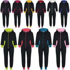Felpa con cappuccio in pile a contrasto per bambini ragazze ragazzi A2Z Onesie pezzo unico