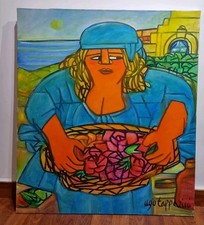 Ugo Tapparini - Il Cesto - Olio Su Tela 70x80 - Autentico di galleria