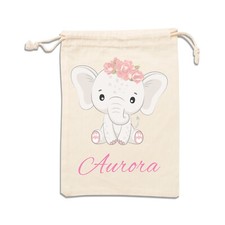 Sacca Nascita con Elefantino Rosa o Azzurro Bebè Personalizzata con Nome Neonato