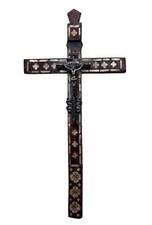 *HH* Antico Crocifisso Croce '700 Argento confraternita Cristo religioso Votivo 