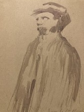 Beau Dessin  Jacques Villon Au Docteur Blanche Homme Encre Aquarelle XIXe