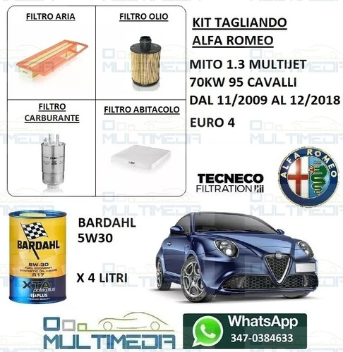 Kit tagliando filtri - 4lt, olio